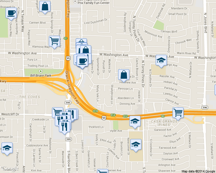 map of restaurants, bars, coffee shops, grocery stores, and more near 310 Brookside Lane in Las Vegas