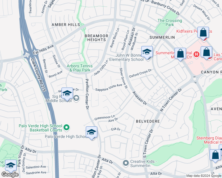 map of restaurants, bars, coffee shops, grocery stores, and more near 10713 Sapphire Vista Avenue in Las Vegas