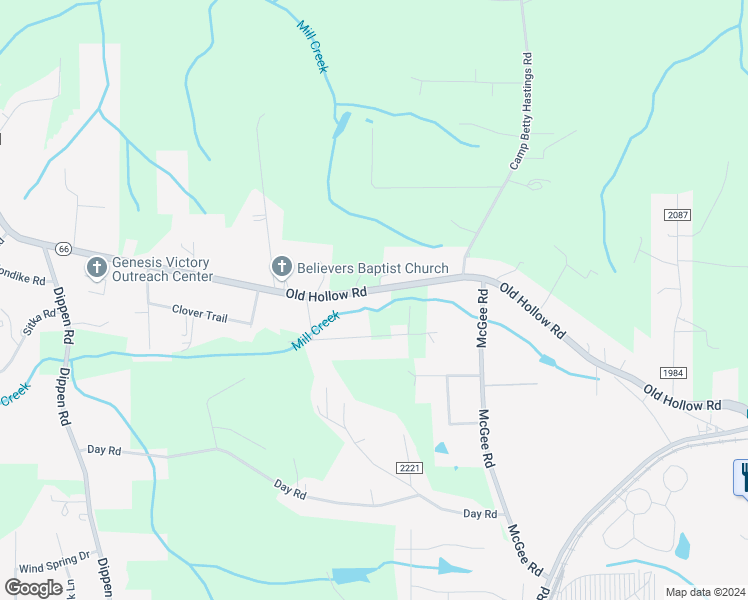 map of restaurants, bars, coffee shops, grocery stores, and more near 2040 Old Hollow Road in Walkertown