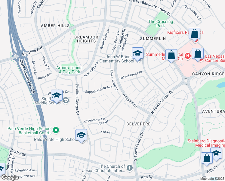 map of restaurants, bars, coffee shops, grocery stores, and more near 340 Autumn Palace Court in Las Vegas