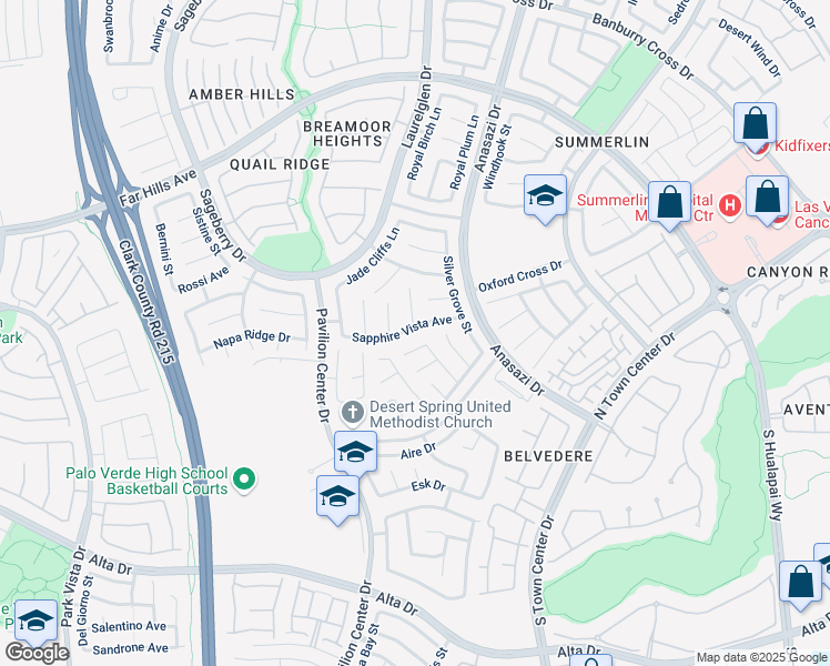 map of restaurants, bars, coffee shops, grocery stores, and more near 10709 Sapphire Vista Avenue in Las Vegas