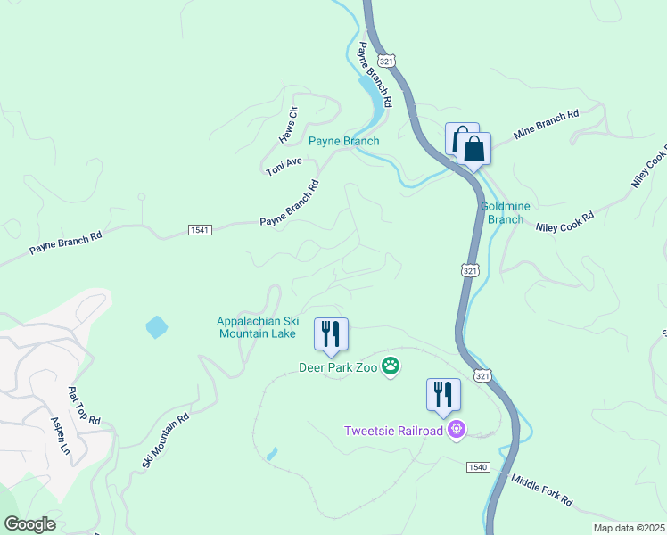 map of restaurants, bars, coffee shops, grocery stores, and more near 593 Fox Den Road in Blowing Rock