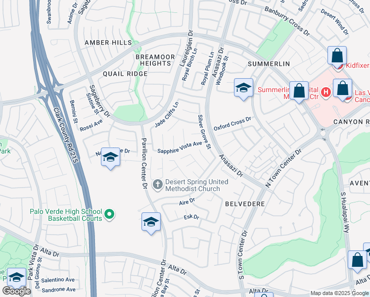 map of restaurants, bars, coffee shops, grocery stores, and more near 318 Summer Palace Way in Las Vegas