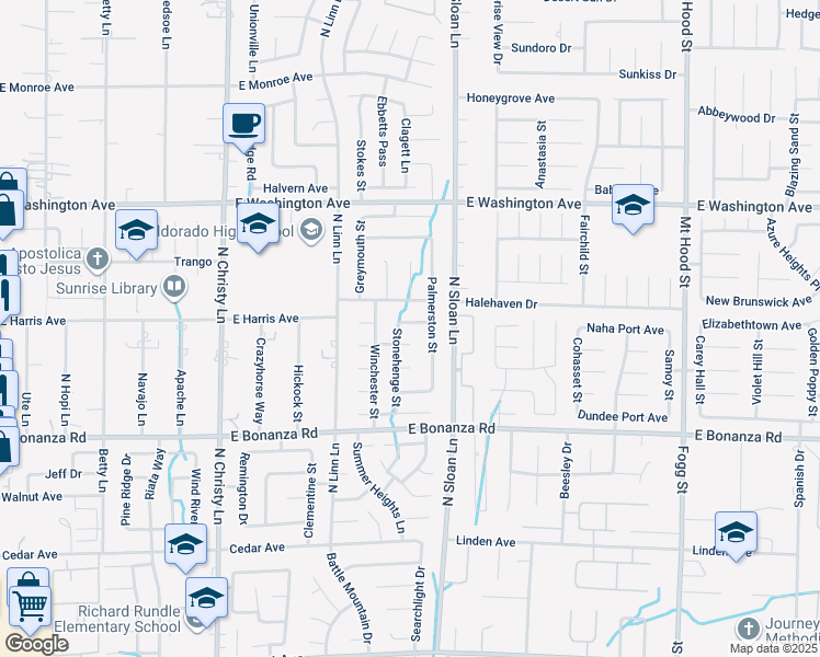 map of restaurants, bars, coffee shops, grocery stores, and more near 5887 Thames Way in Las Vegas
