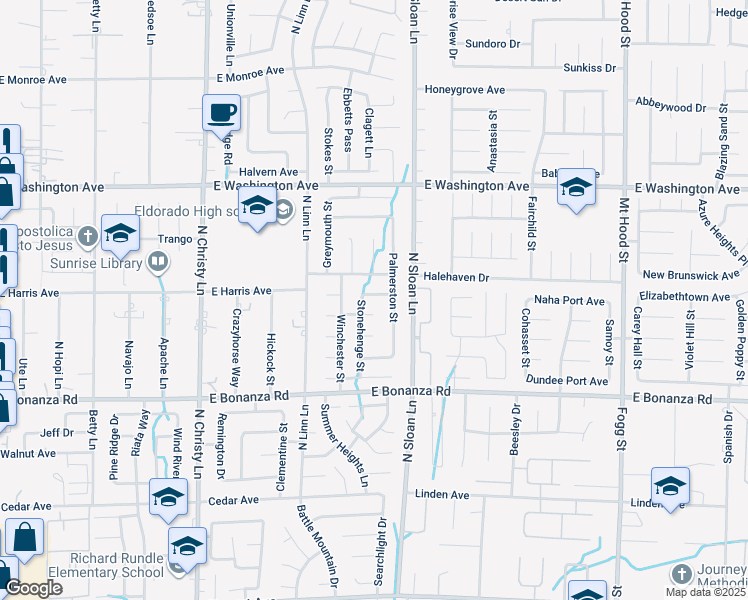 map of restaurants, bars, coffee shops, grocery stores, and more near 5887 Thames Way in Las Vegas