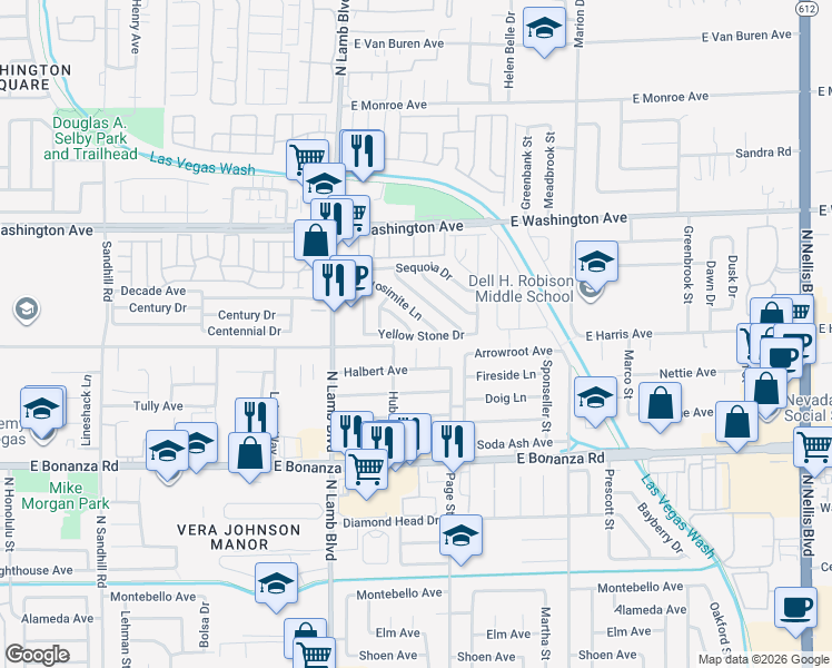 map of restaurants, bars, coffee shops, grocery stores, and more near 736 Concrete Court in Las Vegas