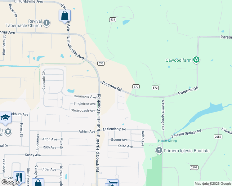 map of restaurants, bars, coffee shops, grocery stores, and more near 760 Tamarack Street in Springdale