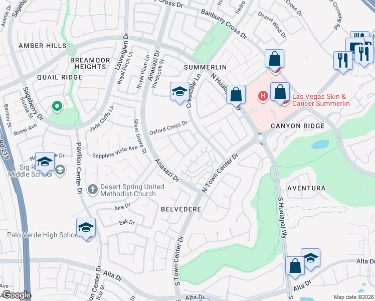 map of restaurants, bars, coffee shops, grocery stores, and more near 401 Madison Taylor Place in Las Vegas