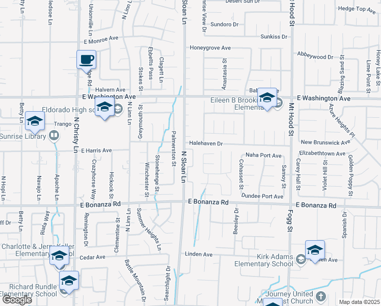 map of restaurants, bars, coffee shops, grocery stores, and more near 970 North Sloan Lane in Las Vegas