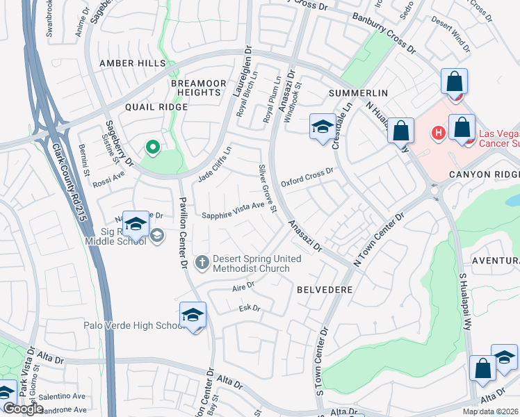 map of restaurants, bars, coffee shops, grocery stores, and more near 10665 Sapphire Vista Avenue in Las Vegas