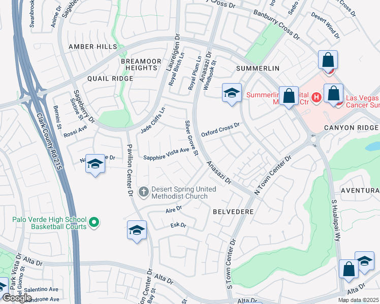 map of restaurants, bars, coffee shops, grocery stores, and more near 10657 Sapphire Vista Avenue in Las Vegas