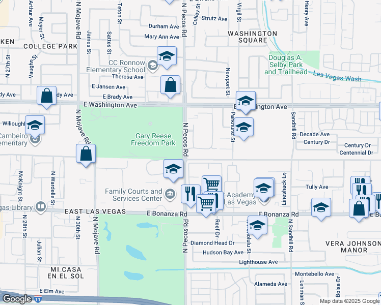 map of restaurants, bars, coffee shops, grocery stores, and more near in Las Vegas