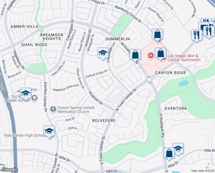 map of restaurants, bars, coffee shops, grocery stores, and more near 401 Madison Taylor Place in Las Vegas