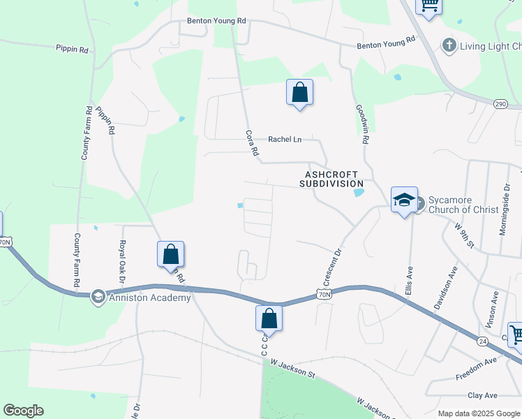 map of restaurants, bars, coffee shops, grocery stores, and more near 1325 Crescent Drive in Cookeville