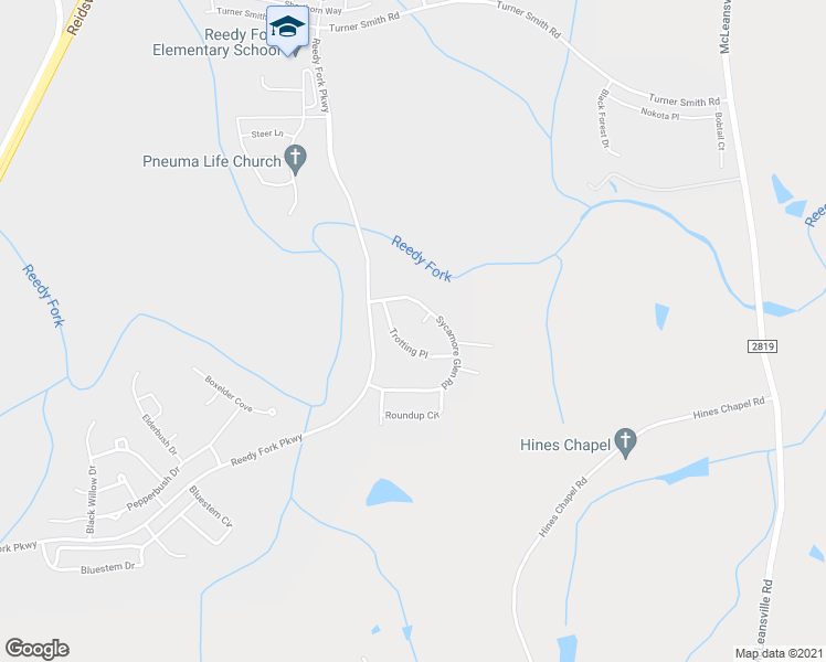 map of restaurants, bars, coffee shops, grocery stores, and more near 8 Bunkhouse Court in Greensboro