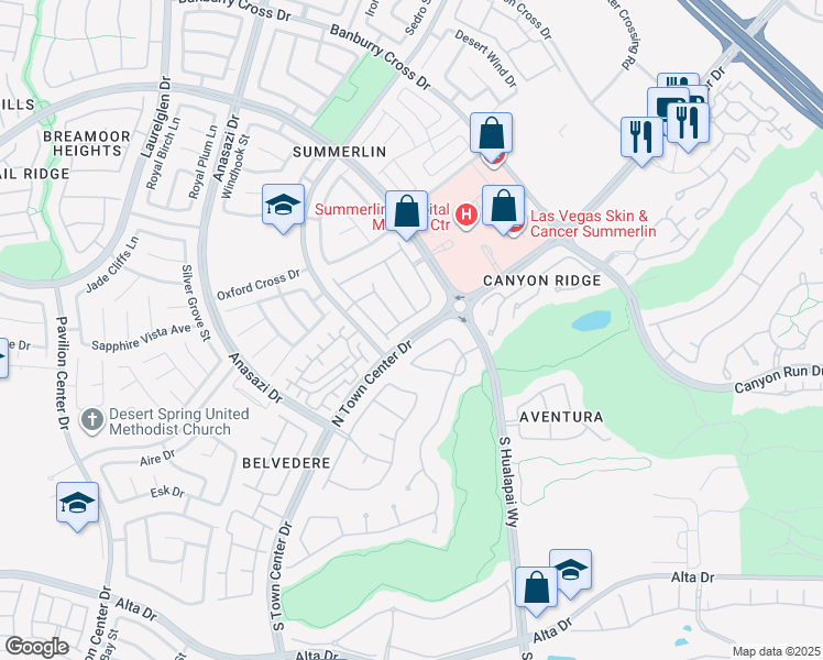map of restaurants, bars, coffee shops, grocery stores, and more near 406 Blush Creek Place in Las Vegas