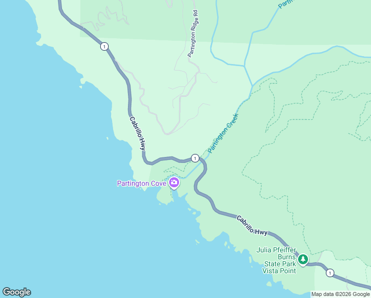 map of restaurants, bars, coffee shops, grocery stores, and more near 51434 Partington Ridge Road in Big Sur