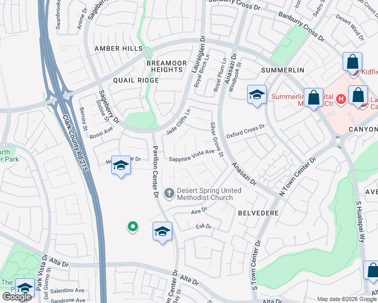 map of restaurants, bars, coffee shops, grocery stores, and more near 428 Silver Prairie Court in Las Vegas