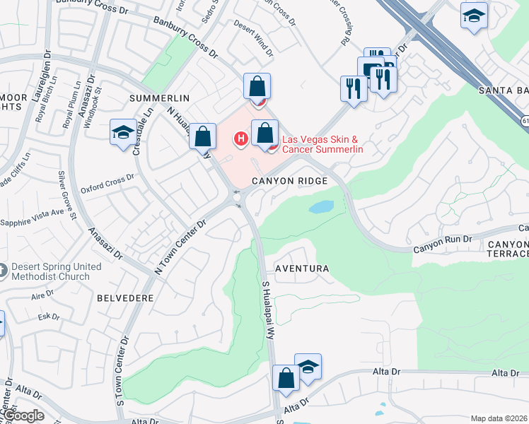map of restaurants, bars, coffee shops, grocery stores, and more near 412 Summer Mesa Drive in Las Vegas