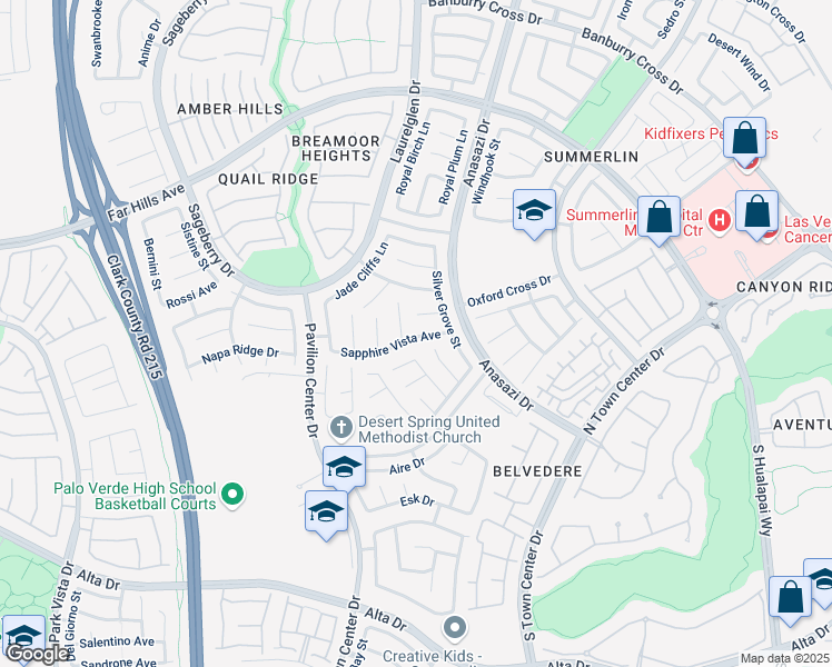 map of restaurants, bars, coffee shops, grocery stores, and more near 10680 Sapphire Vista Avenue in Las Vegas