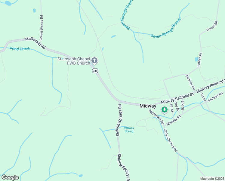 map of restaurants, bars, coffee shops, grocery stores, and more near 490 McDonald Road in Midway