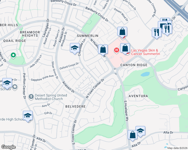 map of restaurants, bars, coffee shops, grocery stores, and more near 422 Red Canvas Place in Las Vegas