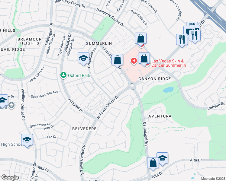 map of restaurants, bars, coffee shops, grocery stores, and more near 406 Blush Creek Place in Las Vegas