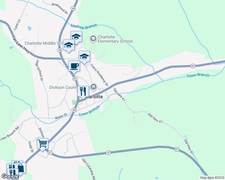 map of restaurants, bars, coffee shops, grocery stores, and more near 100 Tracy Academy Street in Charlotte