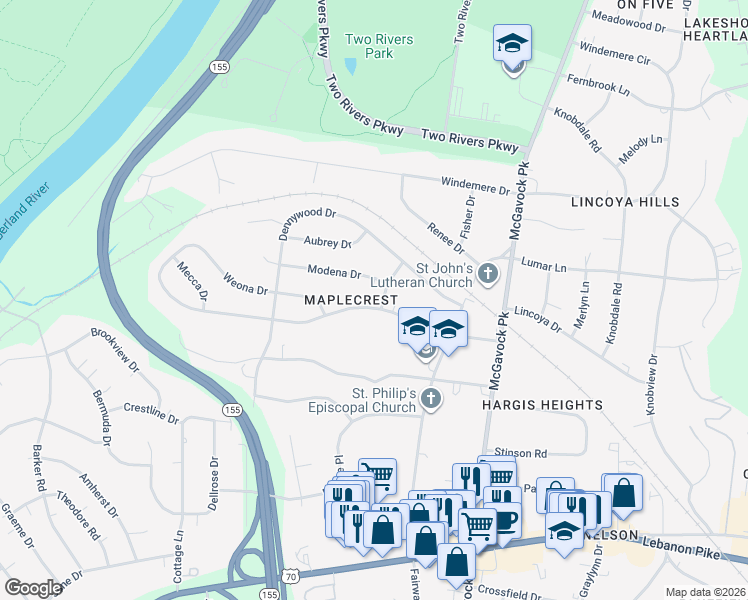map of restaurants, bars, coffee shops, grocery stores, and more near 403A Smithwood Drive in Nashville