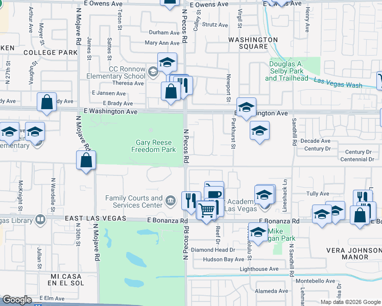 map of restaurants, bars, coffee shops, grocery stores, and more near 816 Hedge Way in Las Vegas