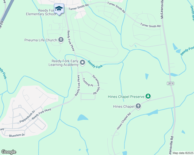 map of restaurants, bars, coffee shops, grocery stores, and more near 5804 Sycamore Glen Road in Greensboro