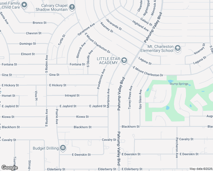 map of restaurants, bars, coffee shops, grocery stores, and more near 2801 Ponderosa Avenue in Pahrump
