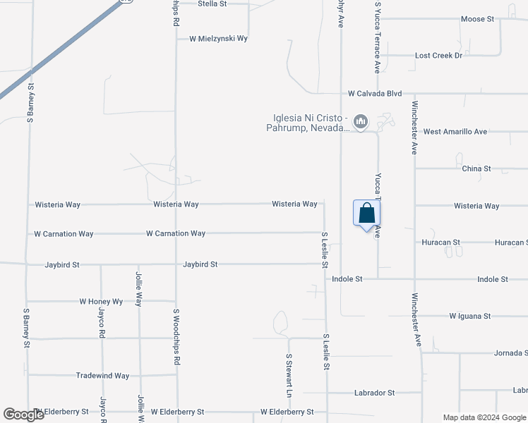 map of restaurants, bars, coffee shops, grocery stores, and more near 2201 Wisteria Way in Pahrump