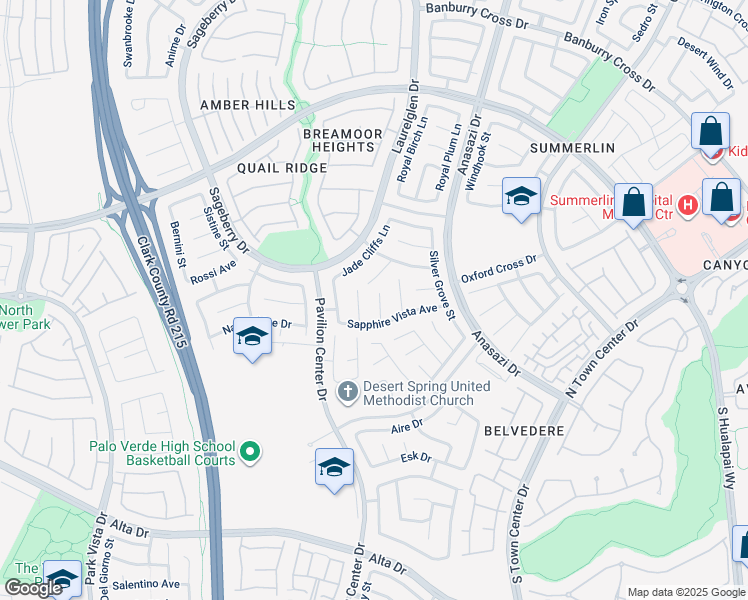 map of restaurants, bars, coffee shops, grocery stores, and more near 421 Silver Prairie Court in Las Vegas