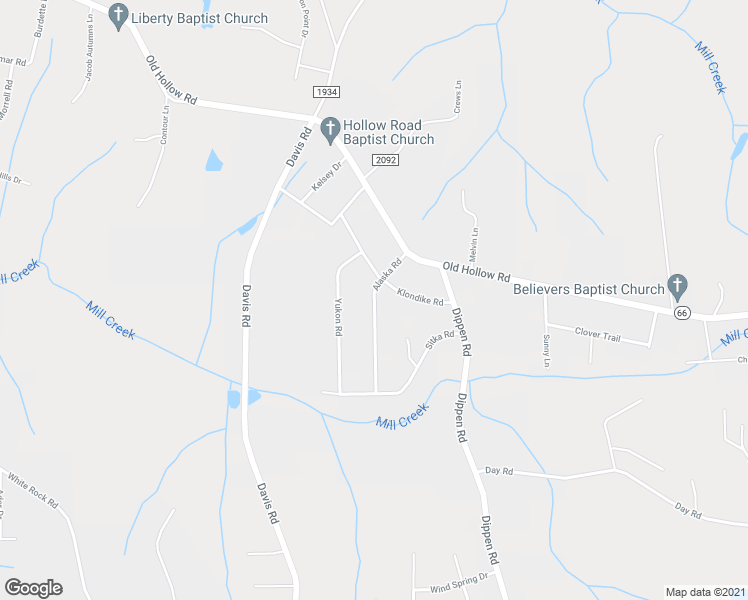 map of restaurants, bars, coffee shops, grocery stores, and more near 5157 Alaska Road in Walkertown