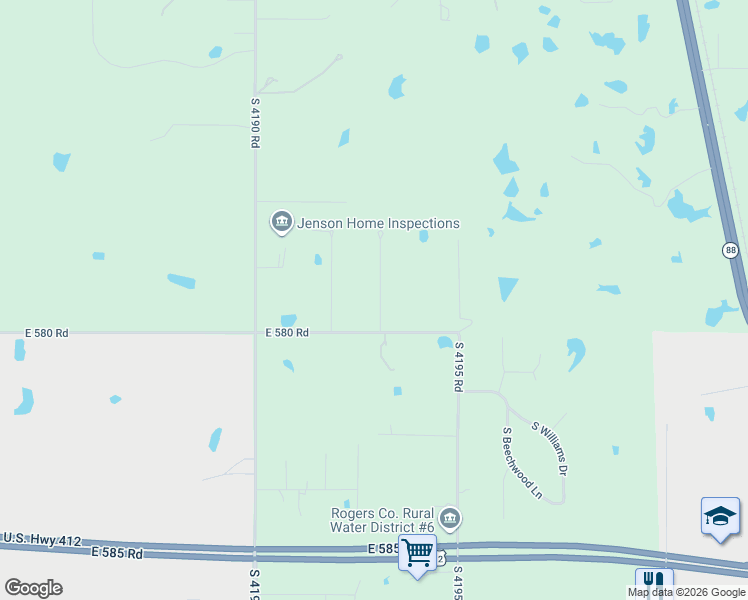 map of restaurants, bars, coffee shops, grocery stores, and more near 29806 South Cameron Road in Inola