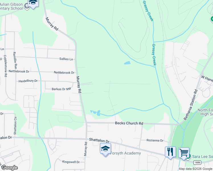 map of restaurants, bars, coffee shops, grocery stores, and more near 4596 Haven Crest Rd in Winston-Salem
