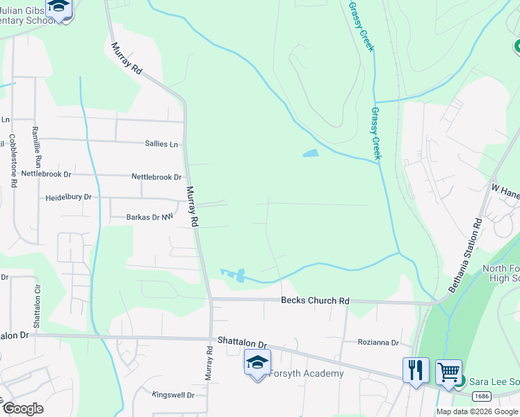 map of restaurants, bars, coffee shops, grocery stores, and more near 4596 Haven Crest Road in Winston-Salem