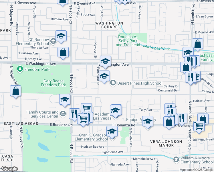 map of restaurants, bars, coffee shops, grocery stores, and more near 825 Parkhurst Street in Las Vegas