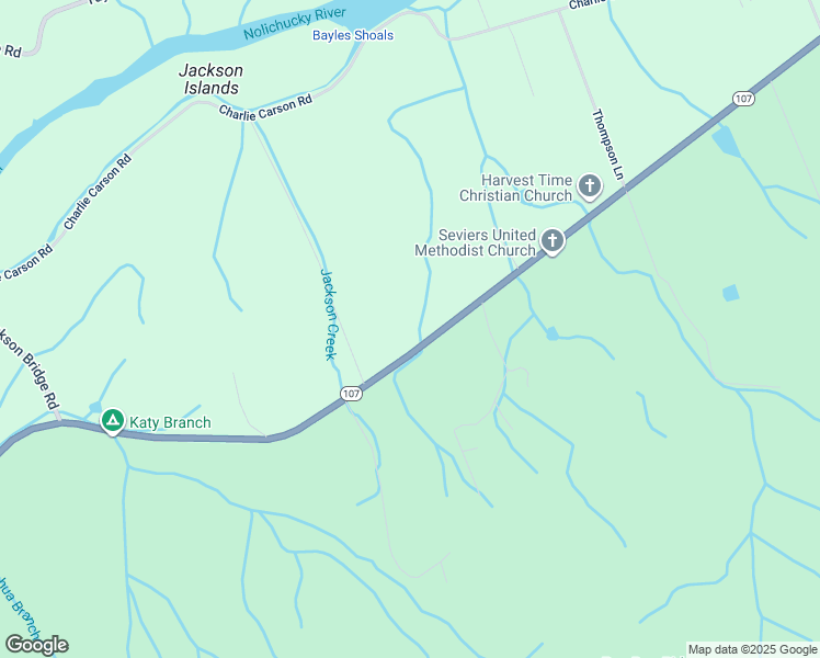 map of restaurants, bars, coffee shops, grocery stores, and more near 1134 Tennessee 107 in Jonesborough