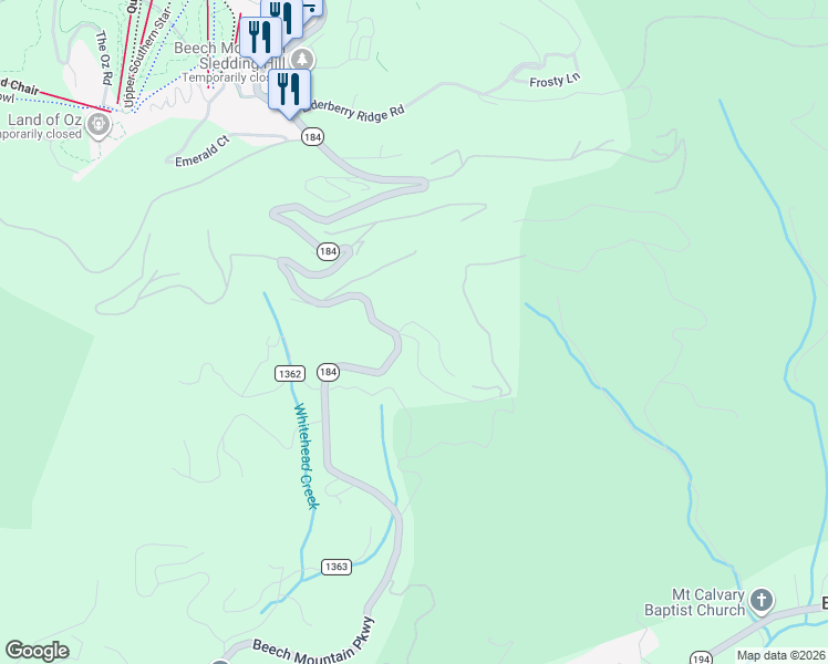 map of restaurants, bars, coffee shops, grocery stores, and more near 88 Covered Bridge Road in Banner Elk