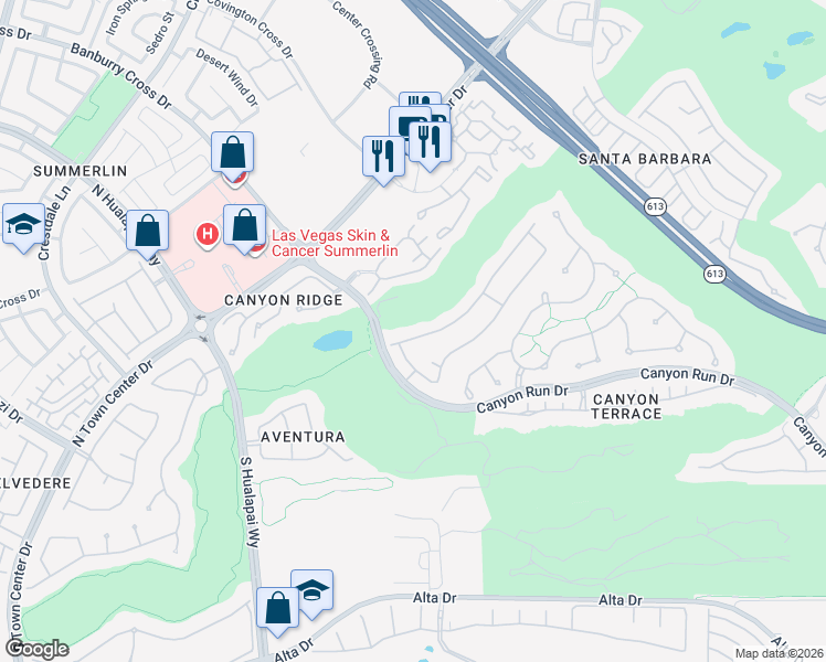map of restaurants, bars, coffee shops, grocery stores, and more near 421 Pinnacle Heights in Las Vegas