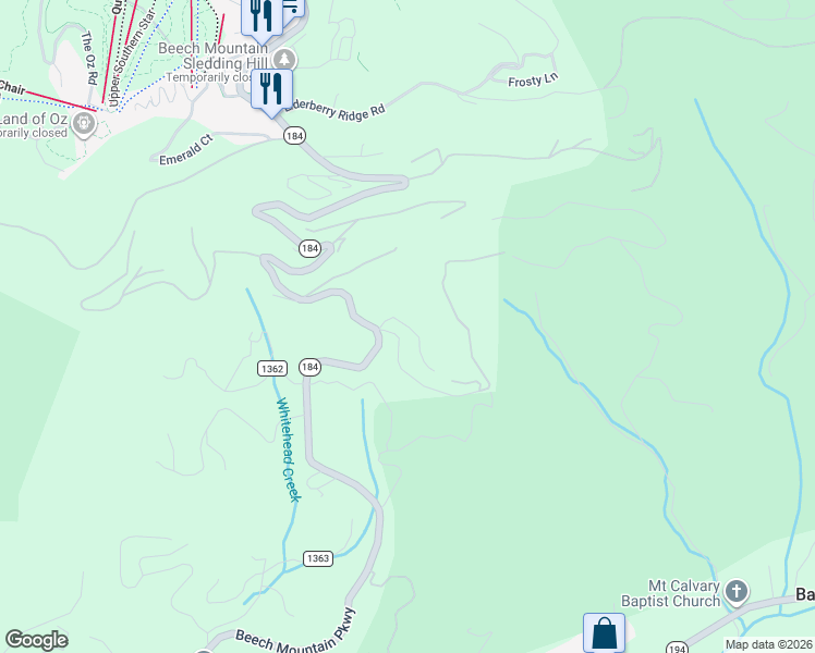 map of restaurants, bars, coffee shops, grocery stores, and more near 88 Covered Bridge Road in Banner Elk