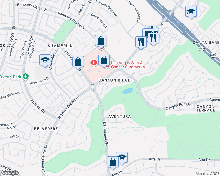 map of restaurants, bars, coffee shops, grocery stores, and more near 520 Summer Mesa Drive in Las Vegas