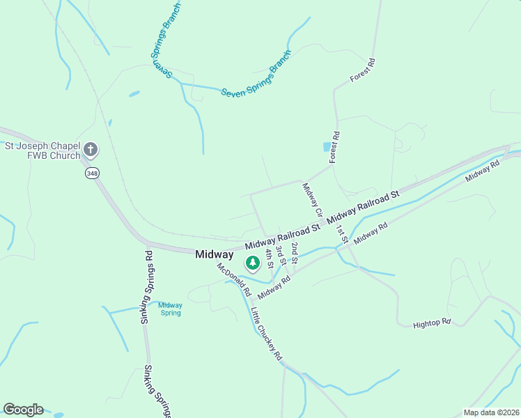 map of restaurants, bars, coffee shops, grocery stores, and more near 140 Midway Circle in Midway