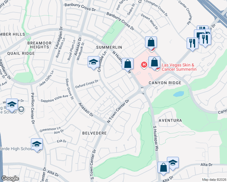 map of restaurants, bars, coffee shops, grocery stores, and more near 422 Red Canvas Place in Las Vegas
