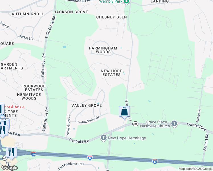 map of restaurants, bars, coffee shops, grocery stores, and more near 6116 Allen Court in Nashville