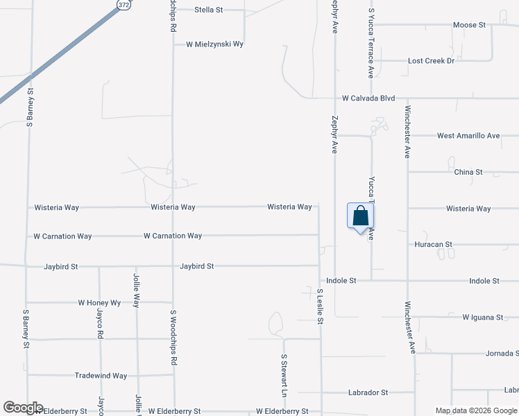 map of restaurants, bars, coffee shops, grocery stores, and more near 2201 Wisteria Way in Pahrump