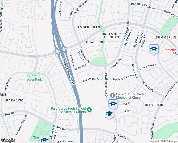 map of restaurants, bars, coffee shops, grocery stores, and more near Napa Hills Drive in Las Vegas