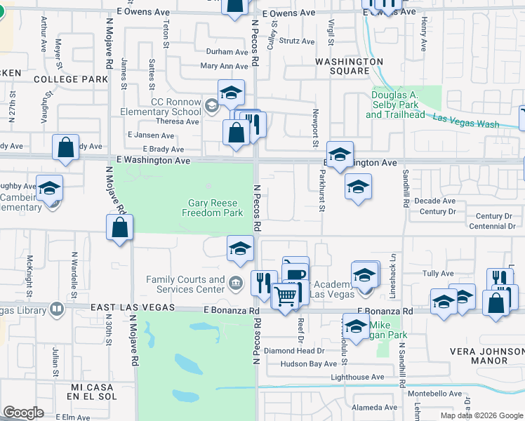 map of restaurants, bars, coffee shops, grocery stores, and more near 816 Hedge Way in Las Vegas